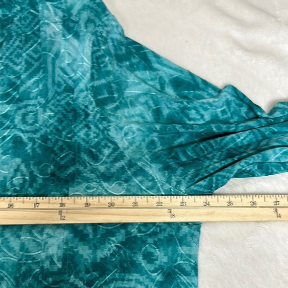 Coral Bay Green and Blue Tunic with Bell Sleeves and Mandarin Collar - Picture 9 of 11